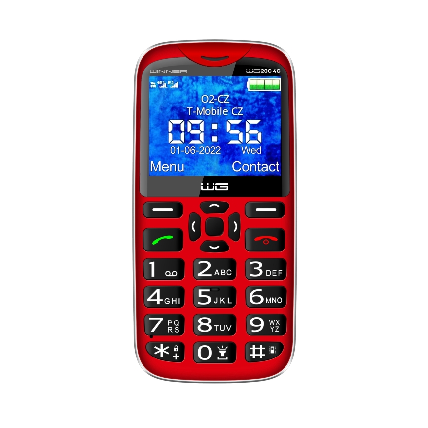 Winner Group - Mobiltelefon til ældre 1600 mAh rød
