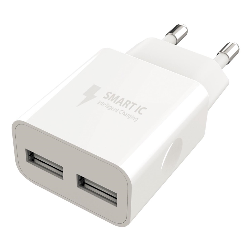 Winner Group - Opladeradapter 2xUSB-A 12W hvid