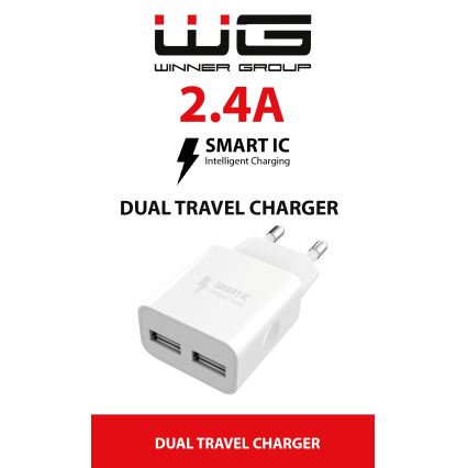 Winner Group - Opladeradapter 2xUSB-A 12W hvid
