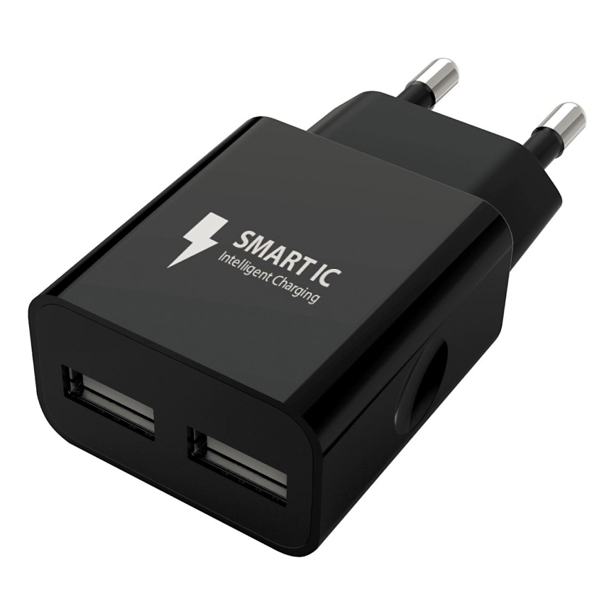 Winner Group - Opladeradapter 2xUSB-A 12W sort
