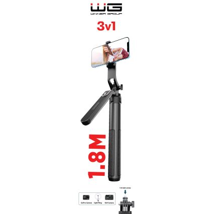 Winner Group - Selfiestang 03.01.2001 med et stativ 55 mAh 180 cm sort