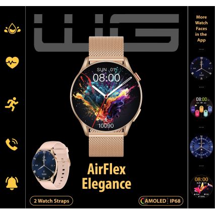 Winner Group - Smartwatch AirFlex 2 Elegance 280 mAh IP68 guldfarvet