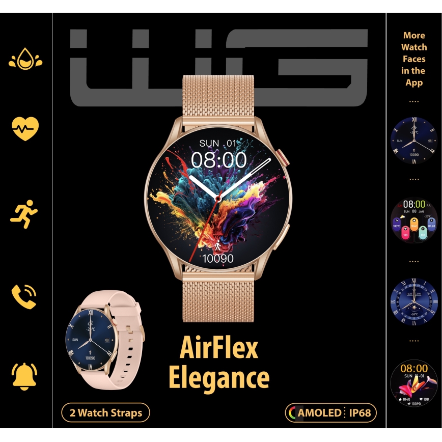 Winner Group - Smartwatch AirFlex 2 Elegance 280 mAh IP68 guldfarvet