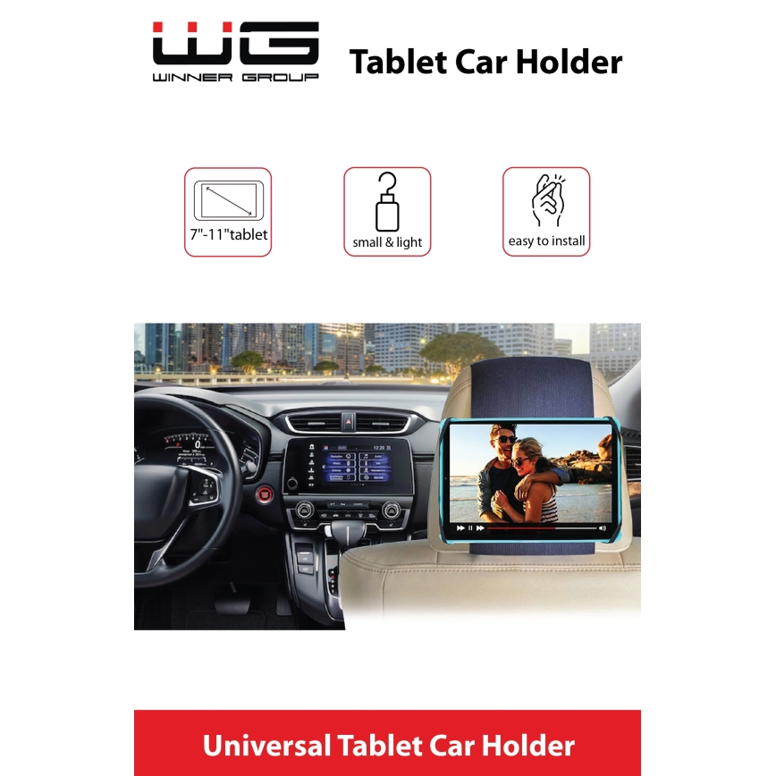 Winner Group - Tabletholder til bil velcro sort