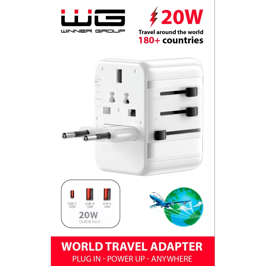 Winner Group - Til rejser hurtigopladning adapter Power Delivery 20W hvid