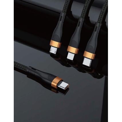 Winner Group -USB-kabel 03.01.2001 USB-C / Lightning, USB-C og Micro USB 100W 1,5 m sort