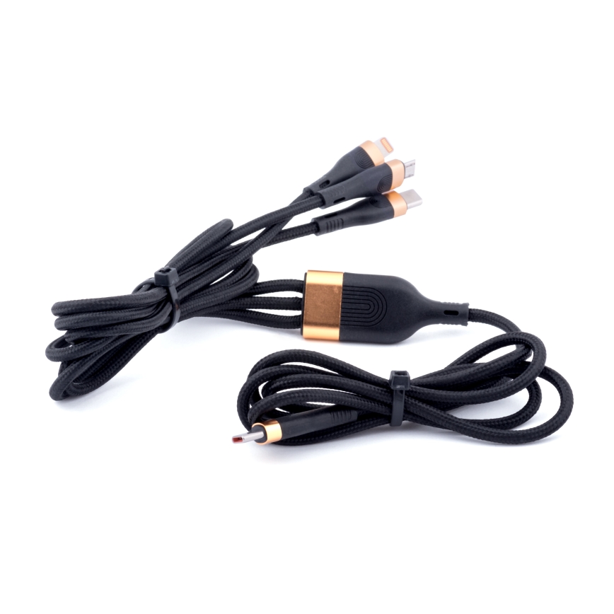 Winner Group -USB-kabel 03.01.2001 USB-C / Lightning, USB-C og Micro USB 100W 1,5 m sort