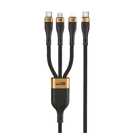 Winner Group -USB-kabel 03.01.2001 USB-C / Lightning, USB-C og Micro USB 100W 1,5 m sort