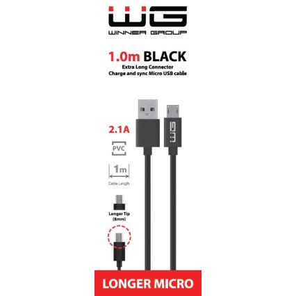 Winner Group - USB-kabel forlænget Micro USB / USB-A 1 m sort