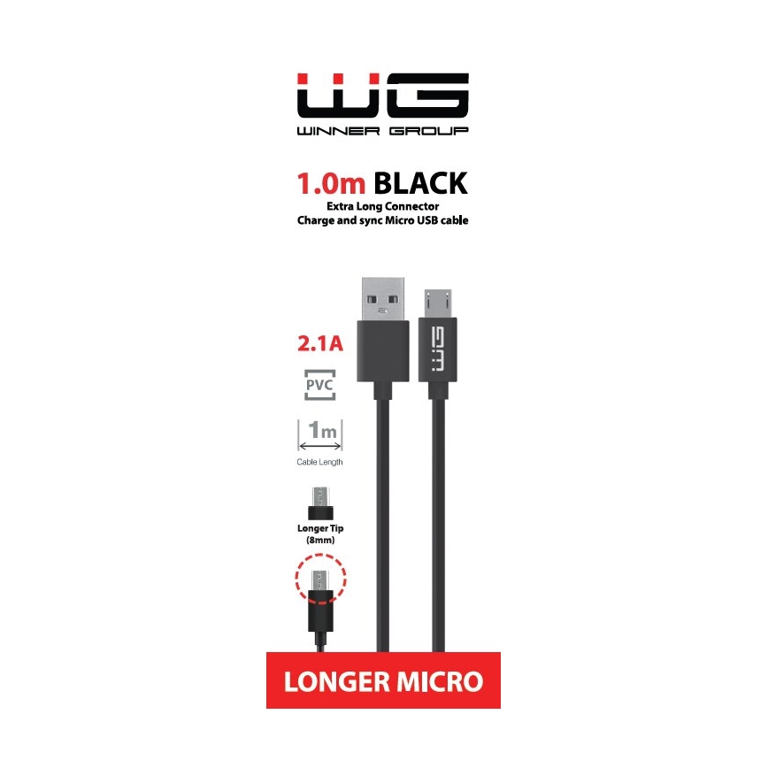 Winner Group - USB-kabel forlænget Micro USB / USB-A 1 m sort