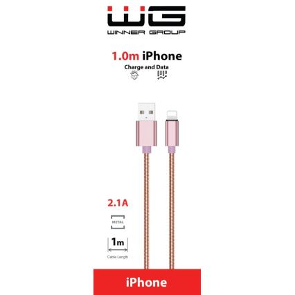 Winner Group - USB-kabel Lightning / USB-A 1 m lyserød