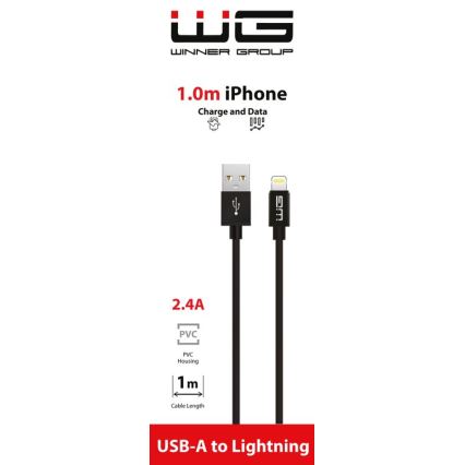 Winner Group - USB-kabel Lightning / USB-A 1 m sort