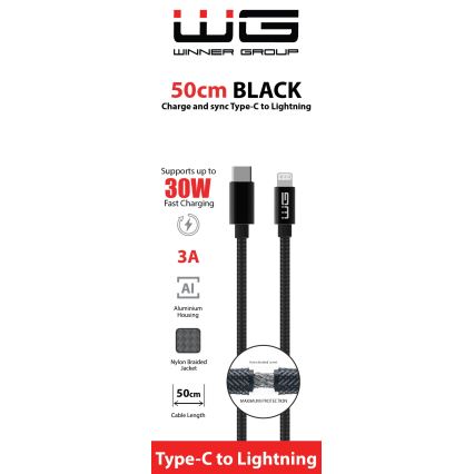 Winner Group - USB-kabel Lightning / USB-C 60W 50 cm sort
