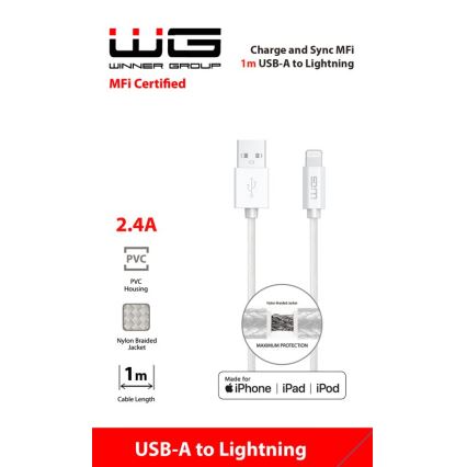 Winner Group - USB-kabel MFI Lightning / USB-A 1 m hvid