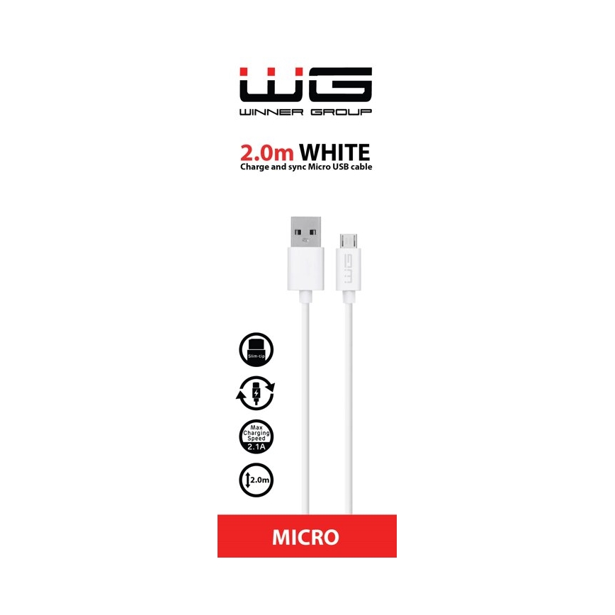 Winner Group - USB-kabel Micro USB / USB-A 2 m hvid