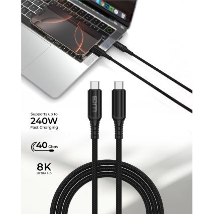 Winner Group - USB-kabel USB-C / USB-C 240W 1 m sort