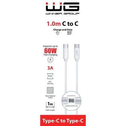 Winner Group - USB-kabel USB-C / USB-C 60W 1 m hvid