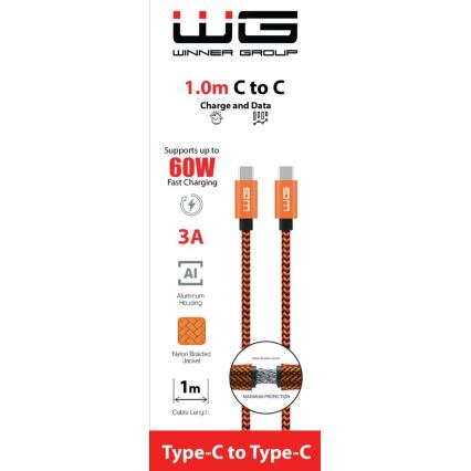 Winner Group - USB-kabel USB-C / USB-C 60W 1 m orange