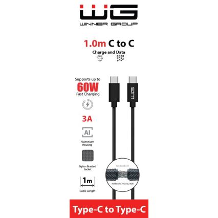 Winner Group - USB-kabel USB-C / USB-C 60W 1 m sort