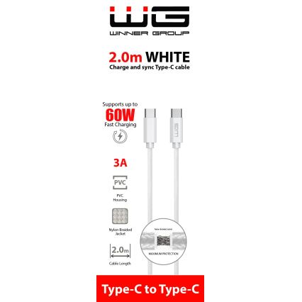 Winner Group - USB-kabel USB-C / USB-C 60W 2 m hvid