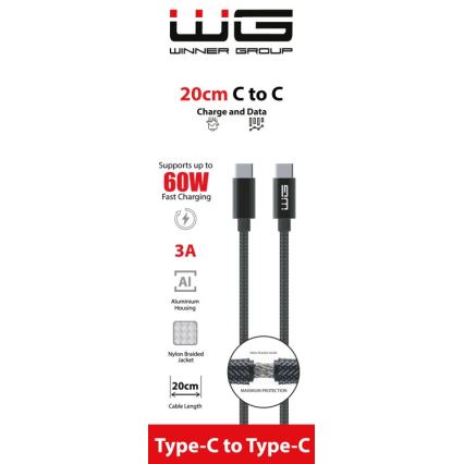 Winner Group - USB-kabel USB-C / USB-C 60W 20 cm sort