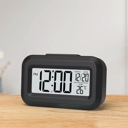 Winner Group - Vækkeur med LCD-display og termometer 2xAAA sort