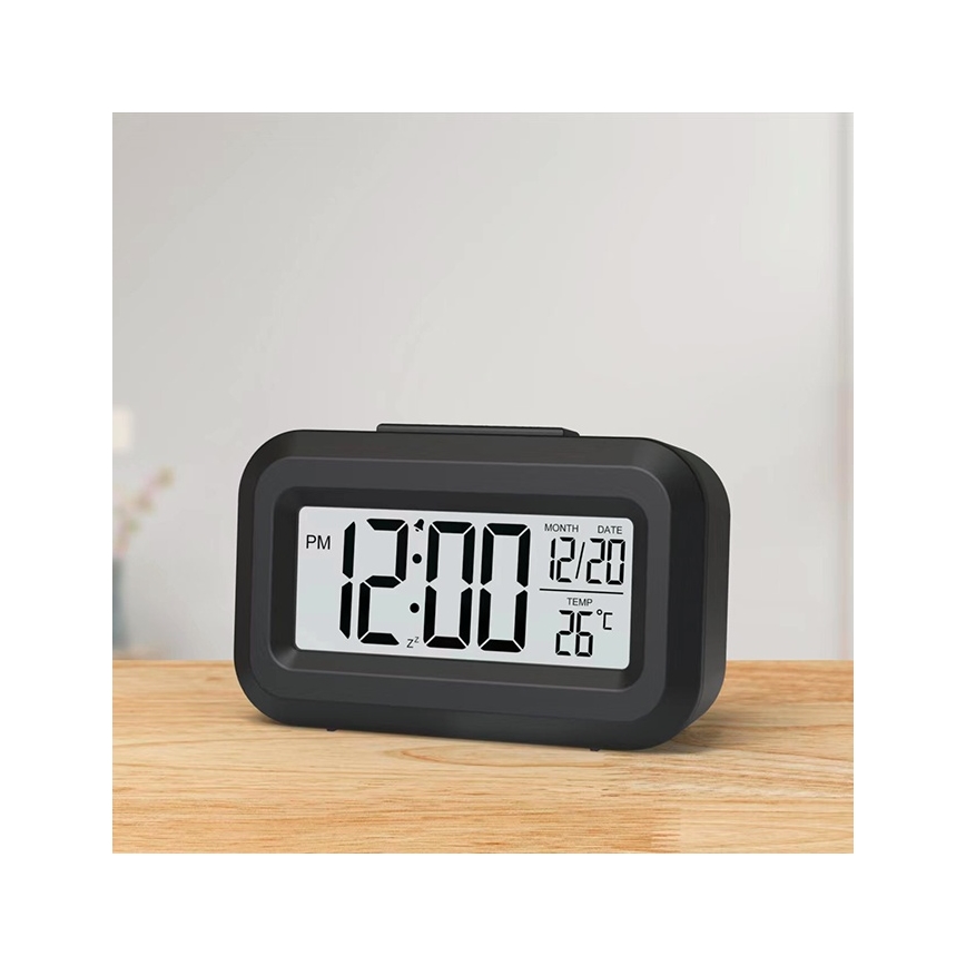 Winner Group - Vækkeur med LCD-display og termometer 2xAAA sort