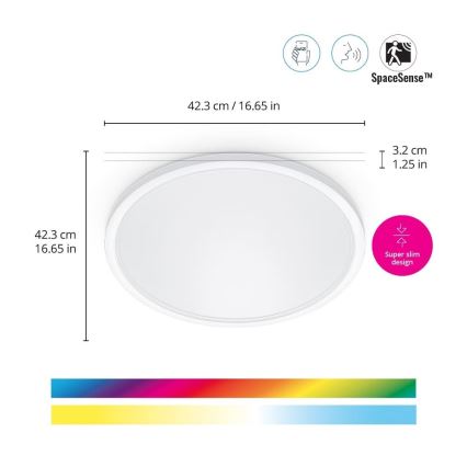 WiZ - LED loftlampe dæmpbar RGB-farver SUPERSLIM LED/22W/230V 2700-6500K Wi-Fi hvid