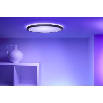 WiZ - LED loftlampe dæmpbar RGB-farver SUPERSLIM LED/22W/230V 2700-6500K Wi-Fi sort