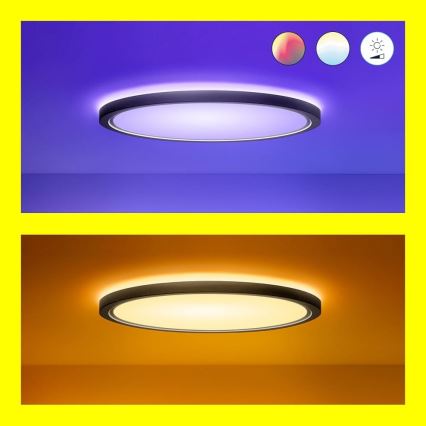 WiZ - LED loftlampe dæmpbar RGB-farver SUPERSLIM LED/22W/230V 2700-6500K Wi-Fi sort