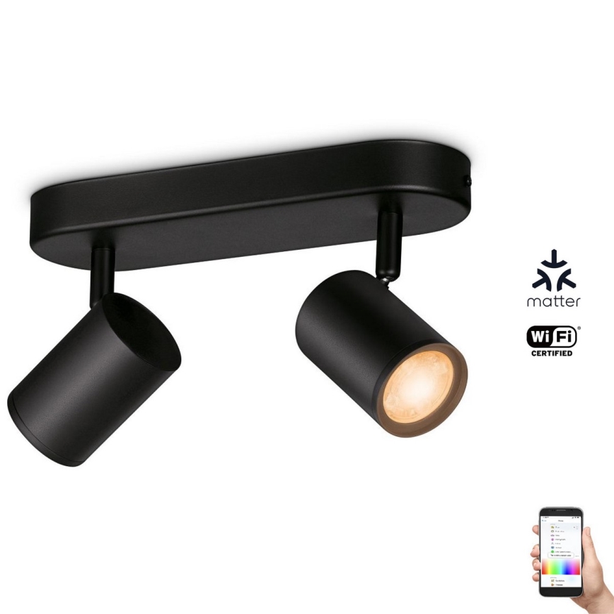 WiZ - LED RGBW Spotlampe dæmpbar IMAGEO 2xGU10/4,9W/230V 2200-6500K Wi-Fi CRI 90 sort