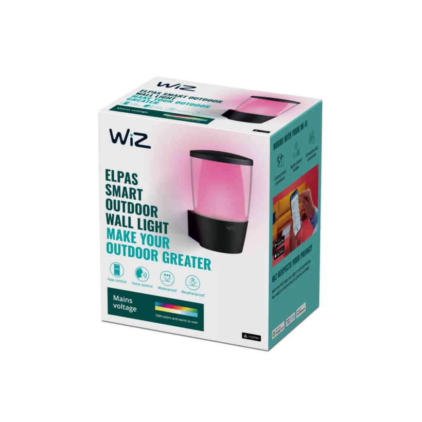 WiZ - LED RGBW Dæmpbart udendørs væglampe ELPAS LED/8,5W/230V 2700–5000K IP44 Wi-Fi