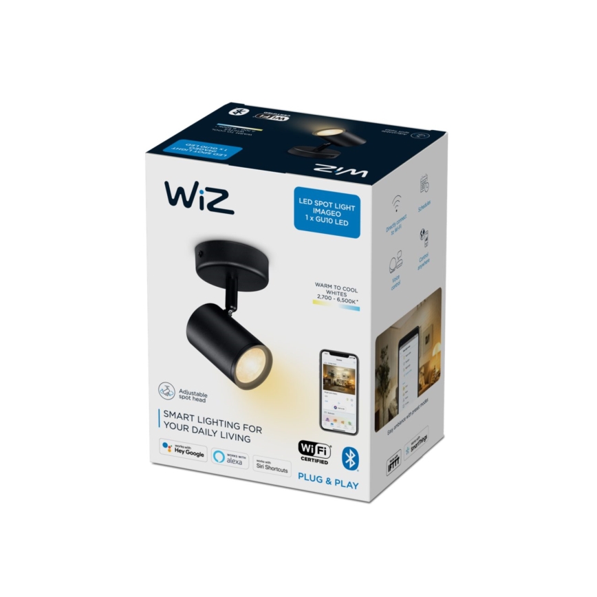 WiZ - LED spotlampe dæmpbar IMAGEO 1xGU10/4,9W/230V 2700-6500K CRI 90 Wi-Fi sort