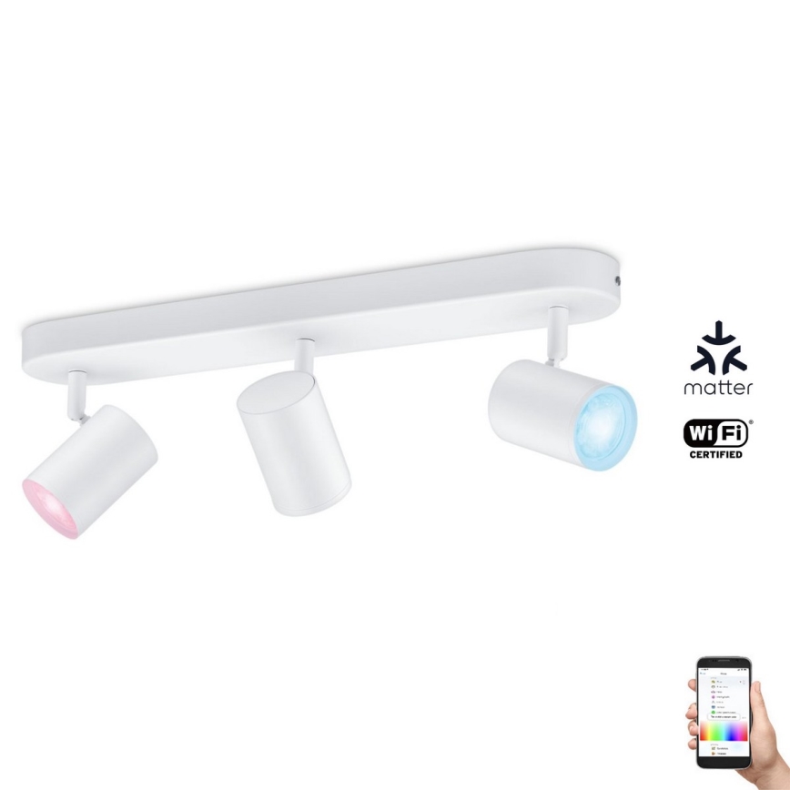 WiZ - LED spotlampe dæmpbar IMAGEO 3xGU10/4,9W/230V 2200-6500K Wi-Fi CRI 90 hvid