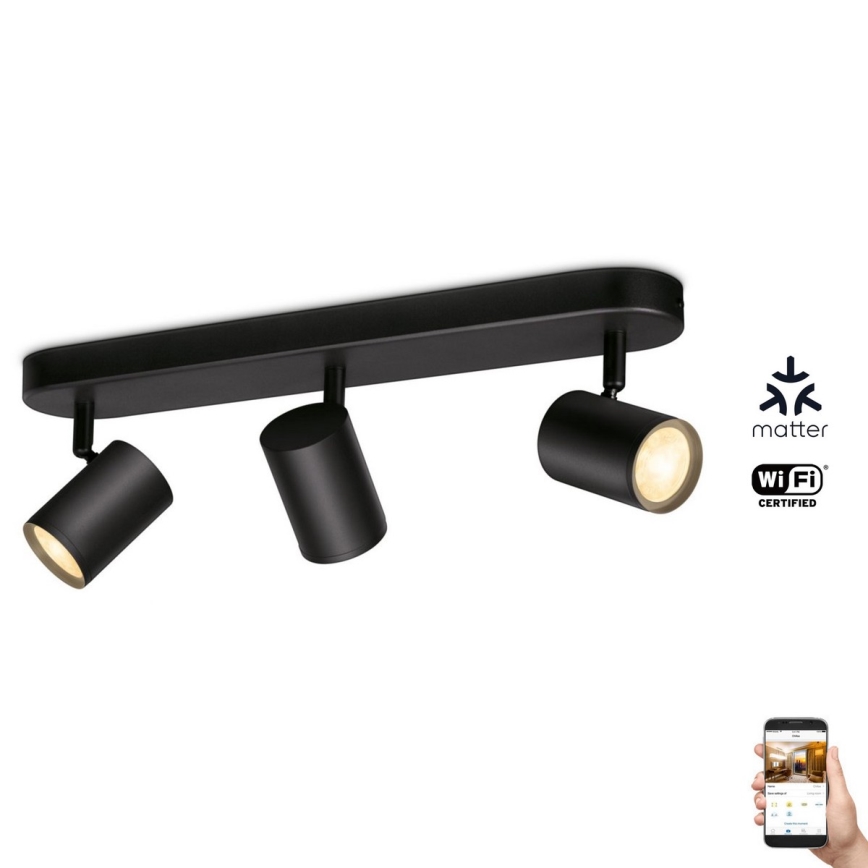 WiZ - LED spotlampe dæmpbar IMAGEO 3xGU10/4,9W/230V 2700-6500K Wi-Fi CRI 90 sort