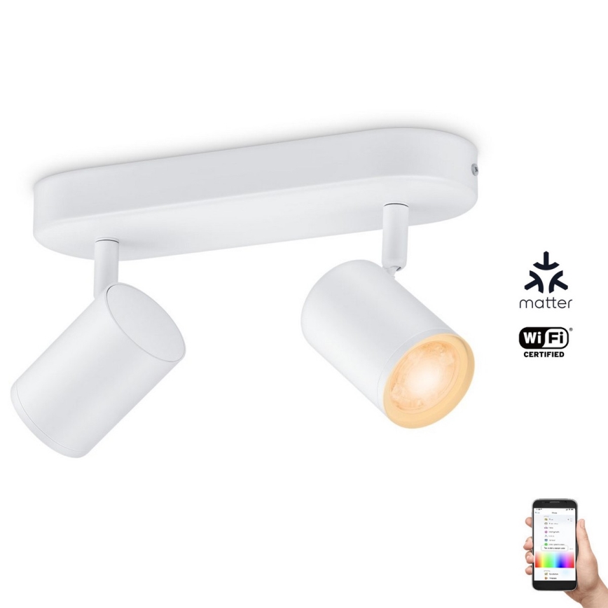 WiZ - LED spotlampe dæmpbar RGBW-farver IMAGEO 2xGU10/4,9W/230V 2200-6500K Wi-Fi CRI 90 hvid