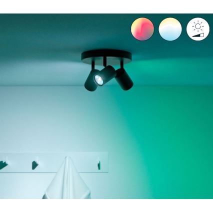 WiZ - LED spotlampe dæmpbar RGBW-farver IMAGEO 3xGU10/4,9W/230V 2200-6500K sort Wi-Fi