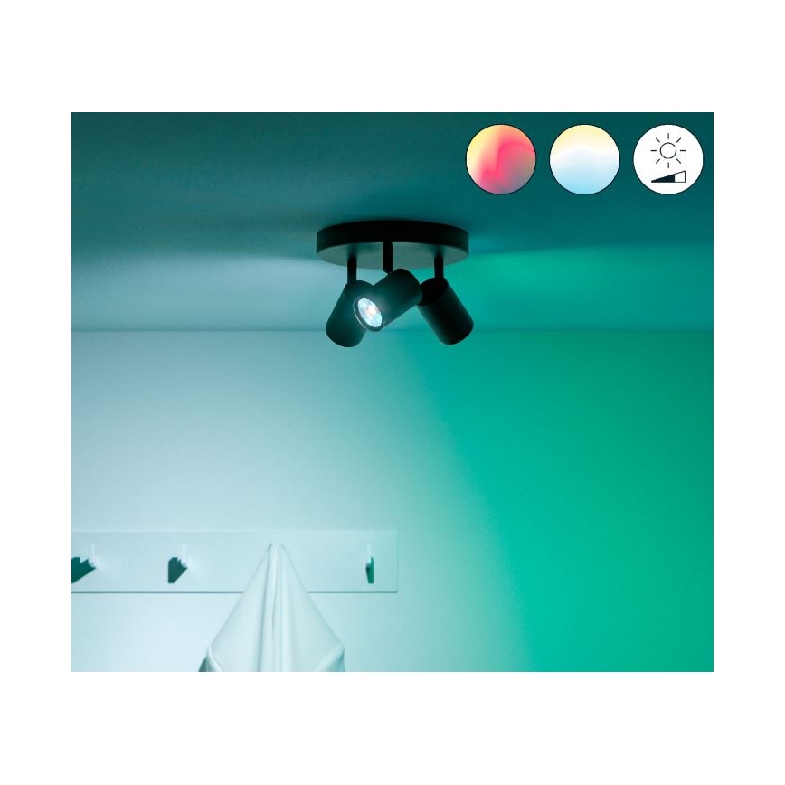 WiZ - LED spotlampe dæmpbar RGBW-farver IMAGEO 3xGU10/4,9W/230V 2200-6500K sort Wi-Fi