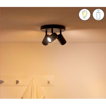 WiZ - LED spotlampe dæmpbar RGBW-farver IMAGEO 3xGU10/4,9W/230V 2200-6500K sort Wi-Fi