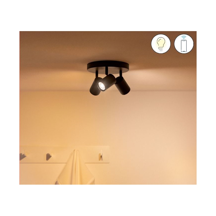 WiZ - LED spotlampe dæmpbar RGBW-farver IMAGEO 3xGU10/4,9W/230V 2200-6500K sort Wi-Fi