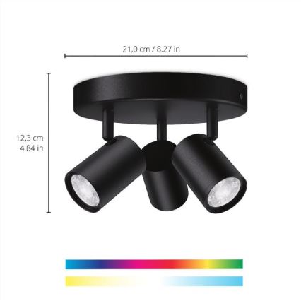 WiZ - LED spotlampe dæmpbar RGBW-farver IMAGEO 3xGU10/4,9W/230V 2200-6500K sort Wi-Fi