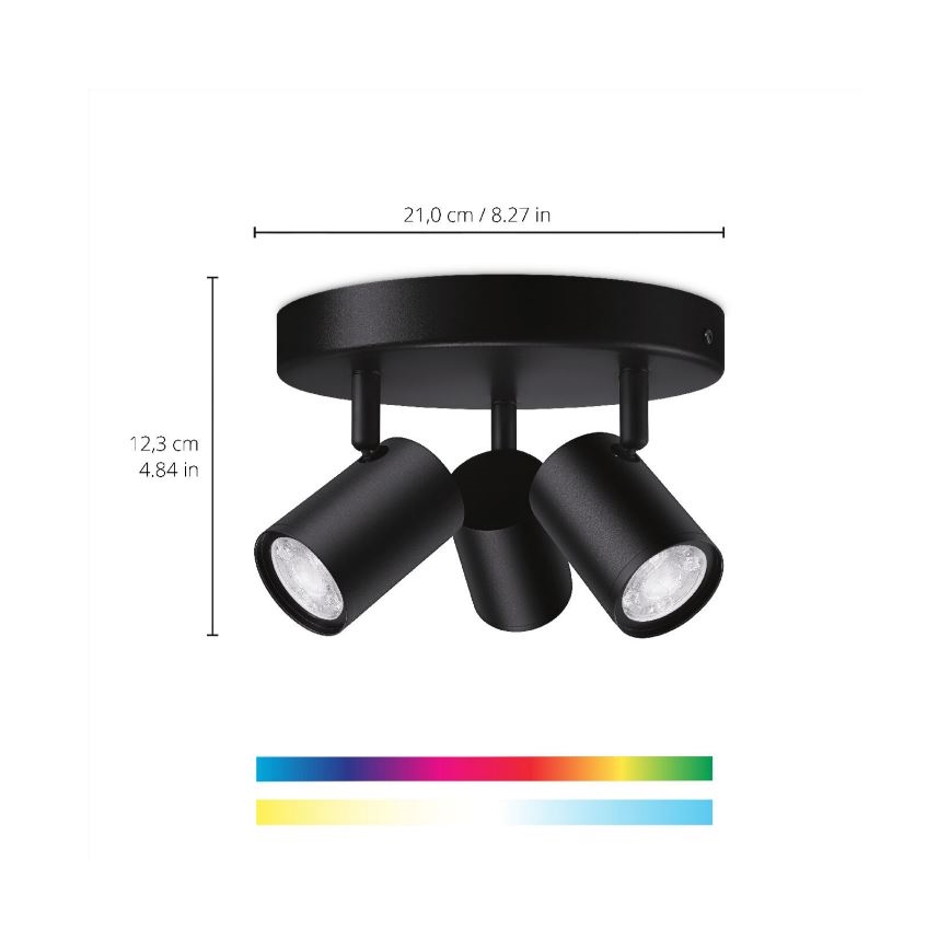WiZ - LED spotlampe dæmpbar RGBW-farver IMAGEO 3xGU10/4,9W/230V 2200-6500K sort Wi-Fi