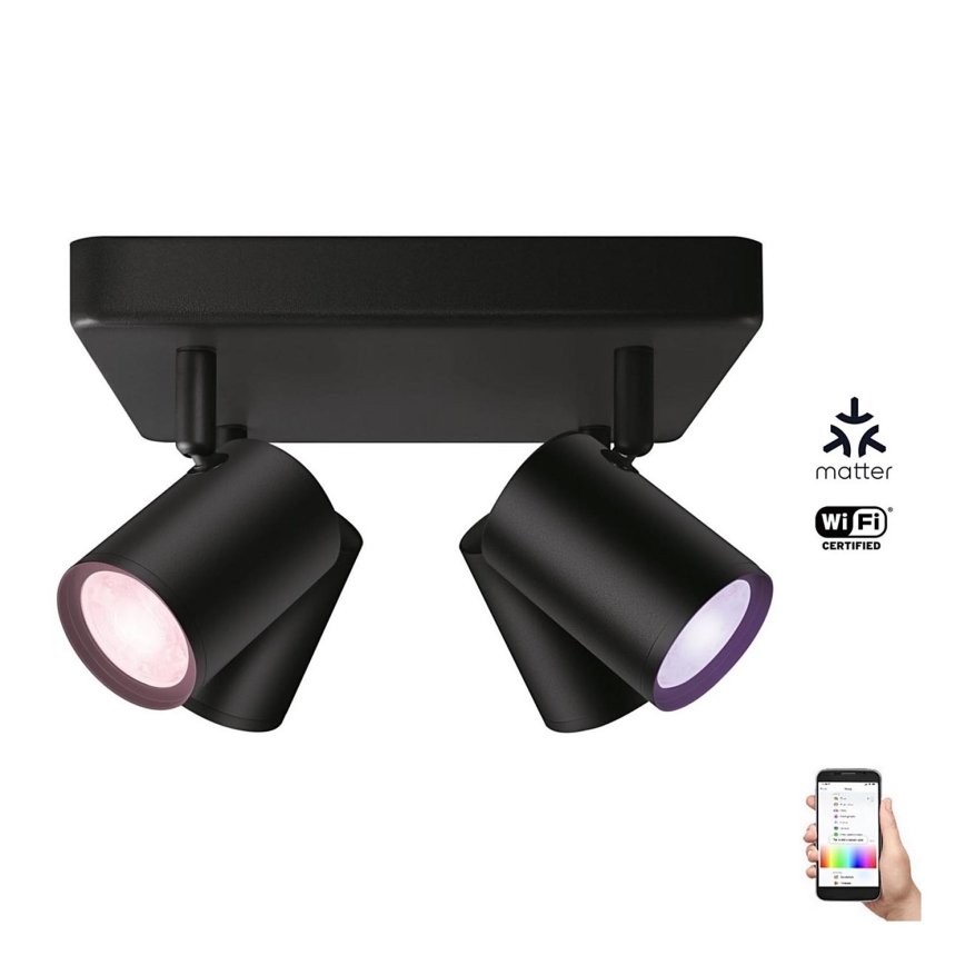 WiZ - LED spotlampe dæmpbar RGBW-farver IMAGEO 4xGU10/4,9W/230V 2200-6500K Wi-Fi CRI 90 sort