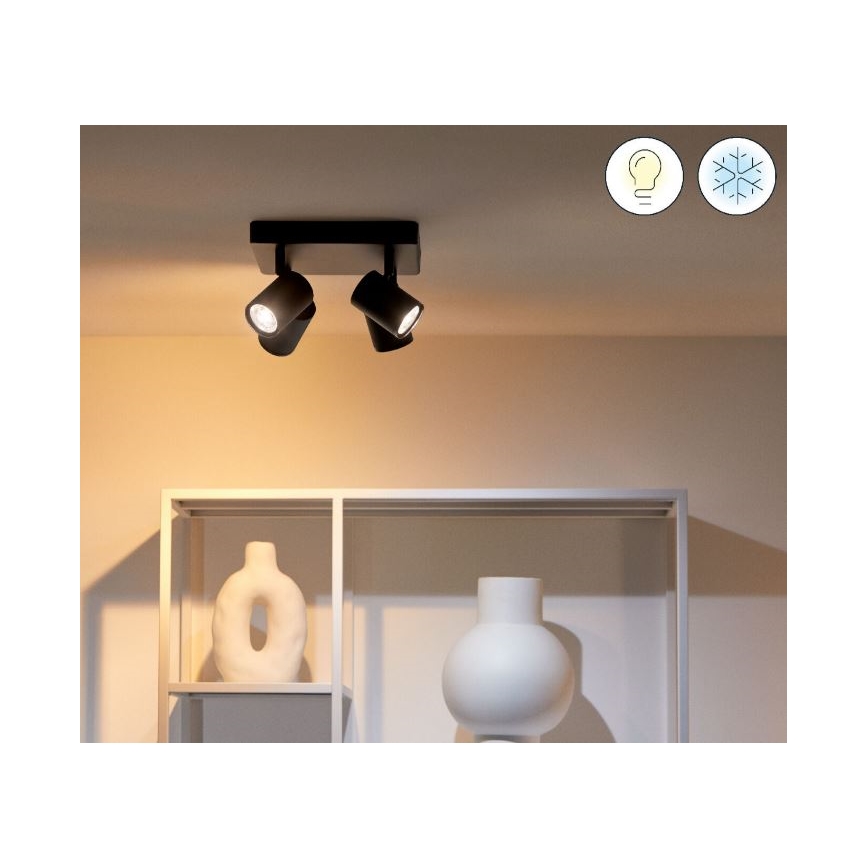 WiZ - LED spotlampe dæmpbar RGBW-farver IMAGEO 4xGU10/4,9W/230V 2200-6500K Wi-Fi CRI 90 sort
