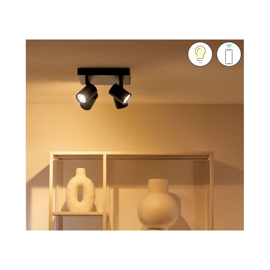 WiZ - LED spotlampe dæmpbar RGBW-farver IMAGEO 4xGU10/4,9W/230V 2200-6500K Wi-Fi CRI 90 sort