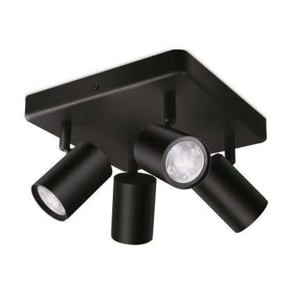 WiZ - LED spotlampe dæmpbar RGBW-farver IMAGEO 4xGU10/4,9W/230V 2200-6500K Wi-Fi CRI 90 sort