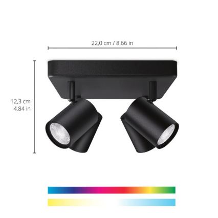 WiZ - LED spotlampe dæmpbar RGBW-farver IMAGEO 4xGU10/4,9W/230V 2200-6500K Wi-Fi CRI 90 sort