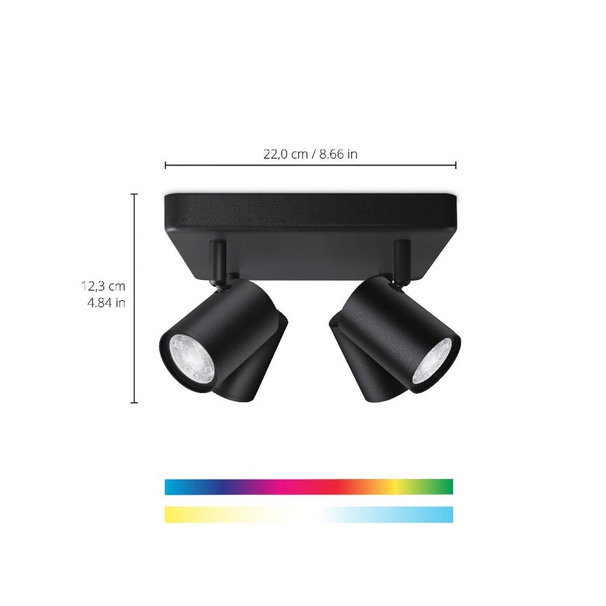 WiZ - LED spotlampe dæmpbar RGBW-farver IMAGEO 4xGU10/4,9W/230V 2200-6500K Wi-Fi CRI 90 sort