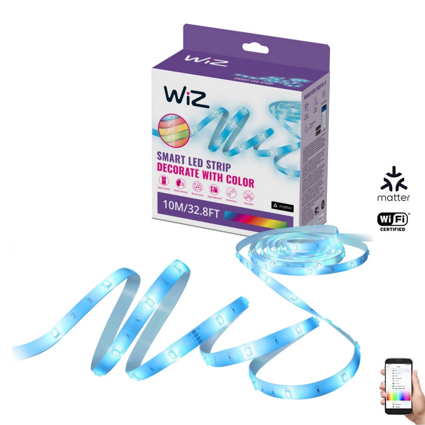 WiZ - LED strip m. RGB-farver dæmpbar 10 m LED/12W/230V 2700-6500K Wi-Fi