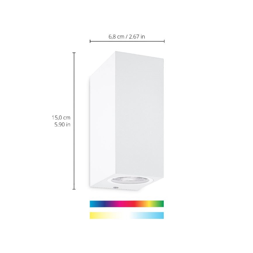 WiZ - LED væglampe dæmpbar RGBW-farver UP&DOWN 2xGU10/4,7W/230V 2200-6500K Wi-Fi CRI 90 hvid